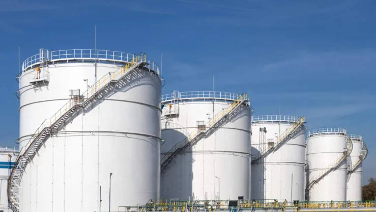 Fuel storage tanks at a terminal